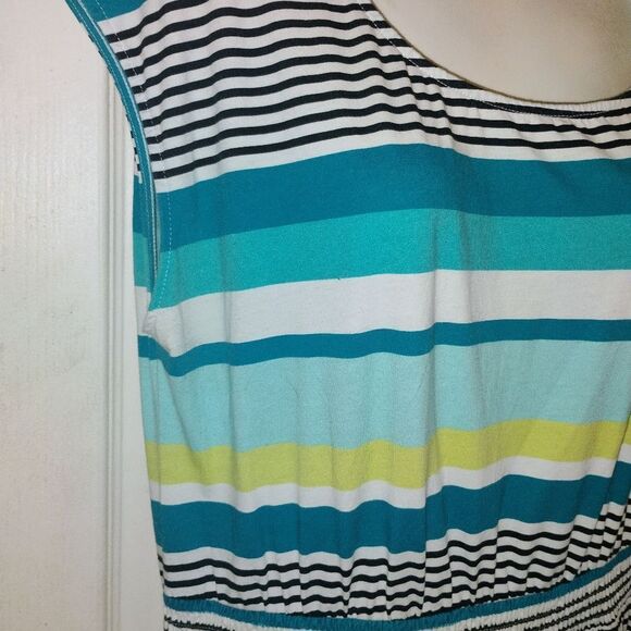 LOFT Blue and Green Sleeveless Sundress - Picture 2 of 11